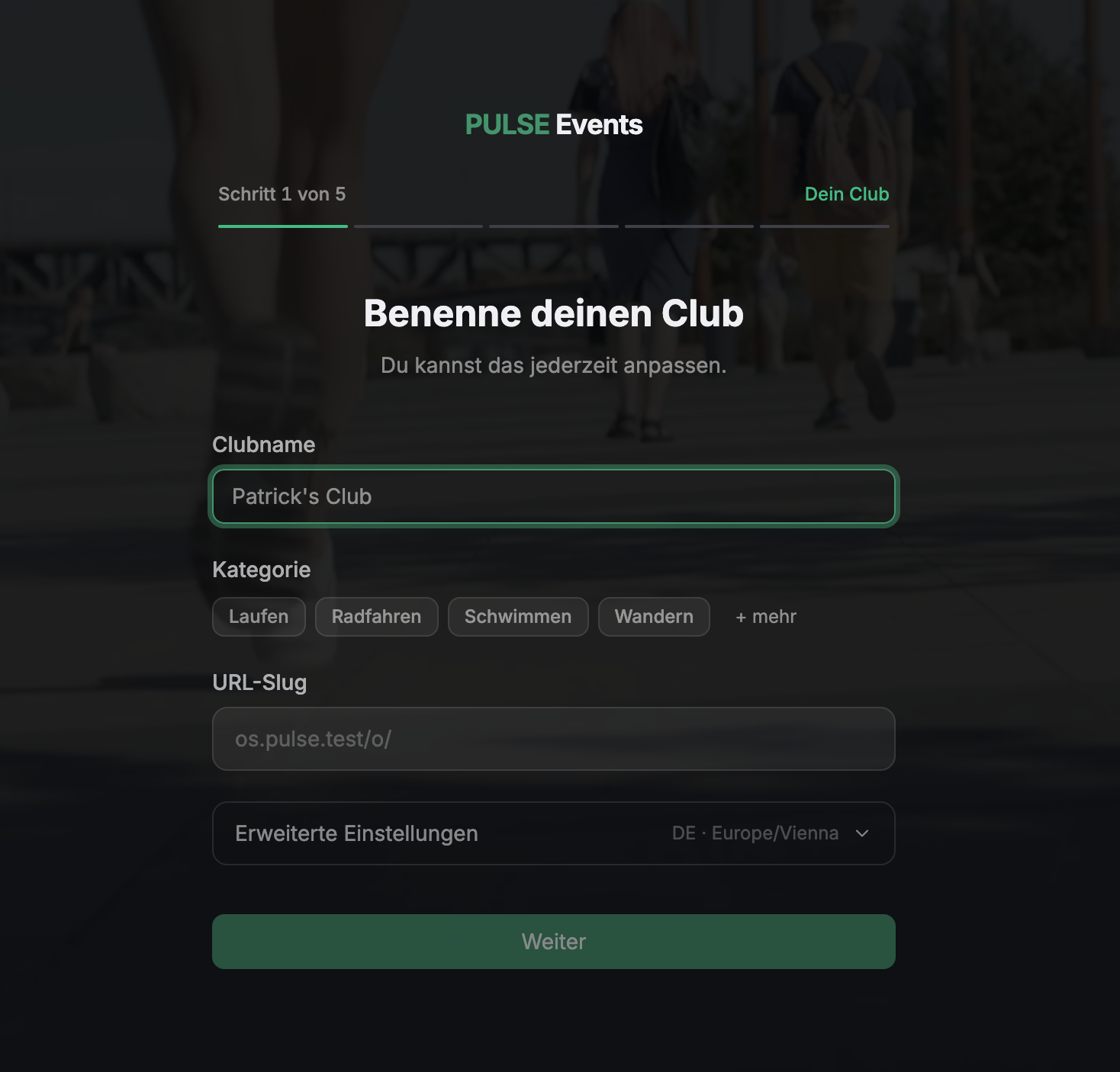 Onboarding für Organizer