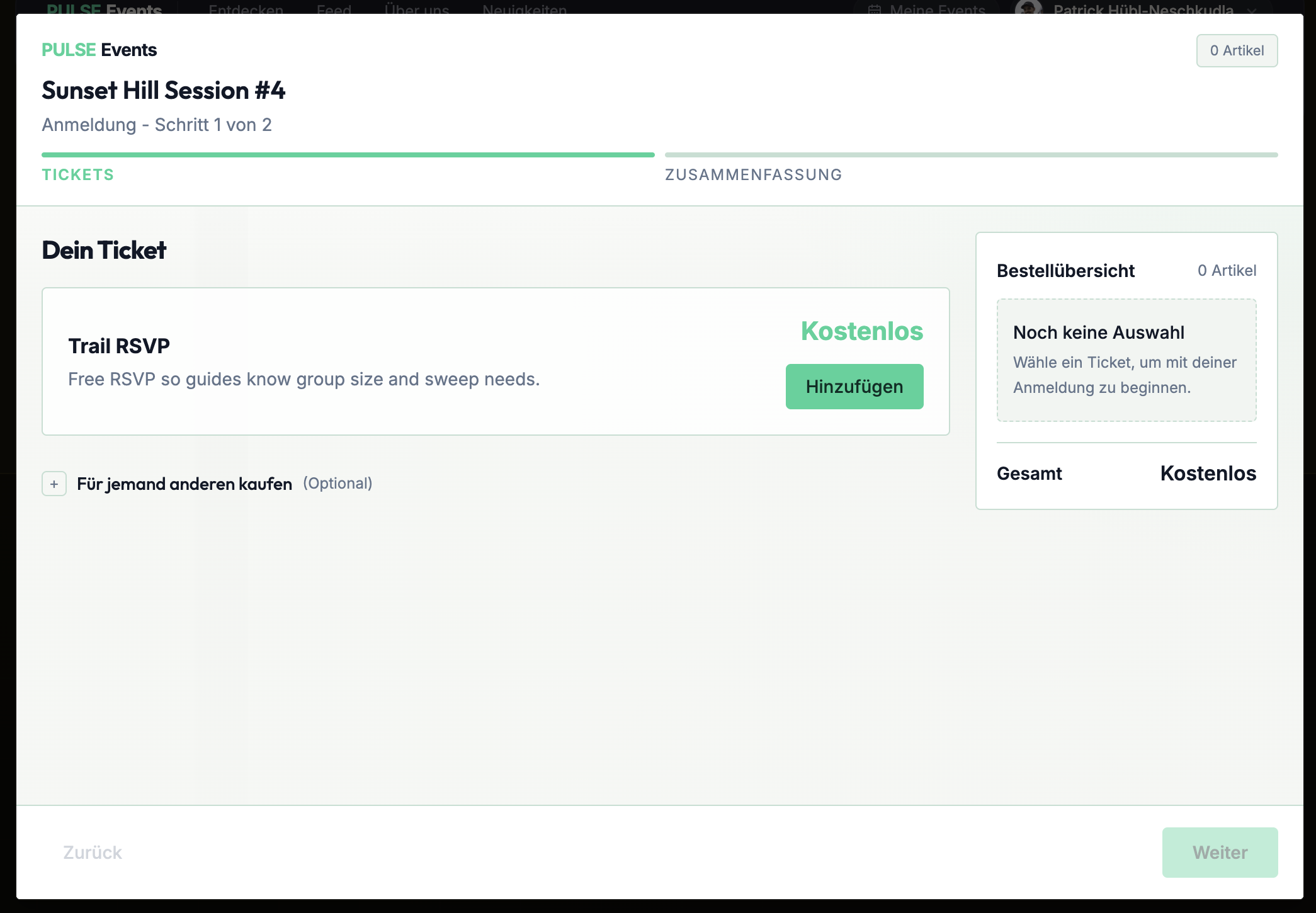 Neuer Registrierungs-Flow im Overlay