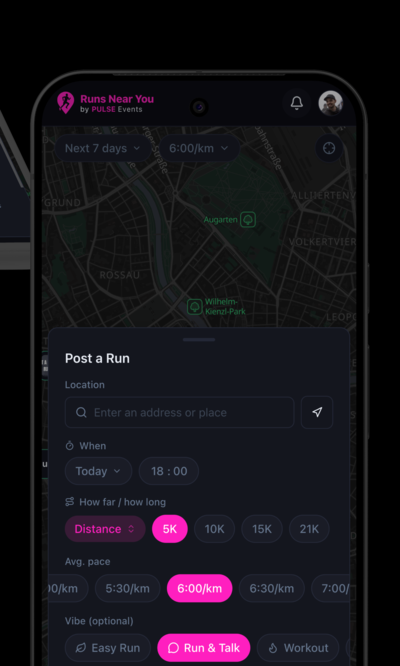 Post a Run screen in Runs Near You