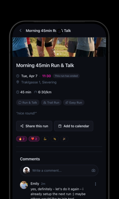 Run detail with comments in Runs Near You